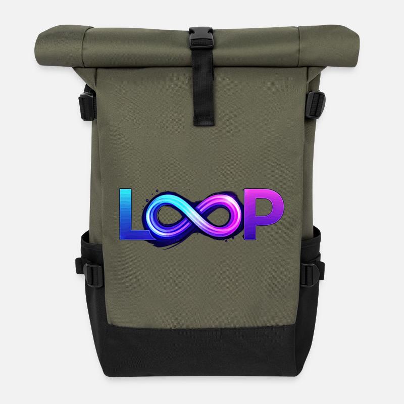 Neon Loop Infinity - Roll Top Backpack - olive/black