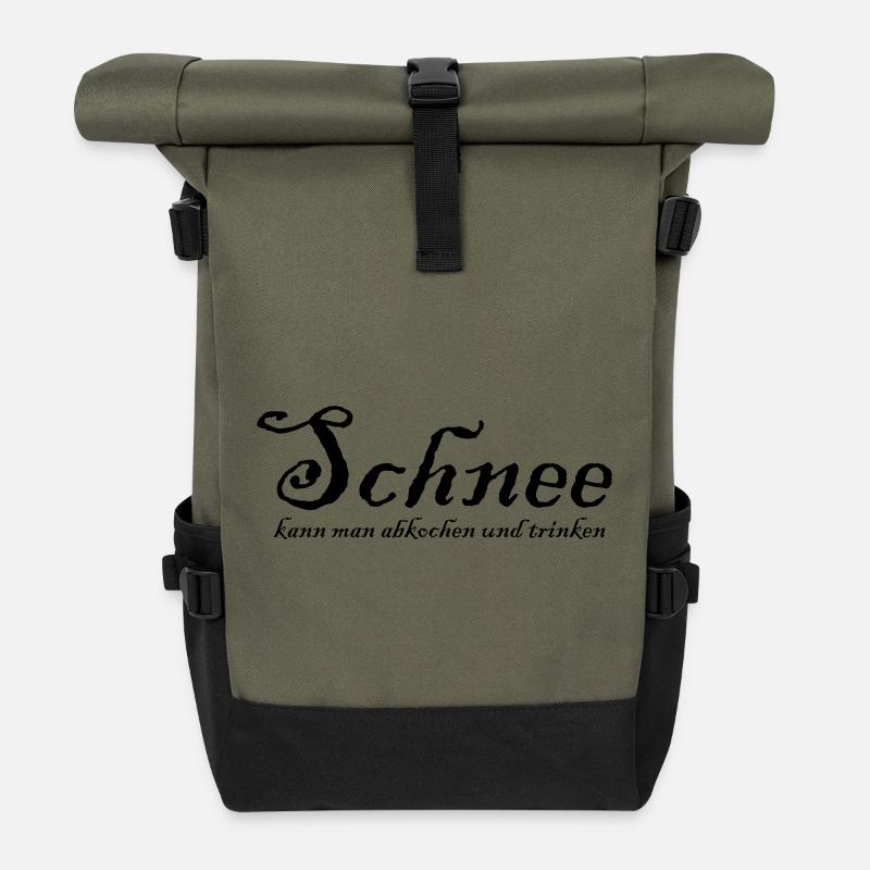 Schnee kann man abkochen und trinken - Rolltop Rucksack - Olive/Schwarz