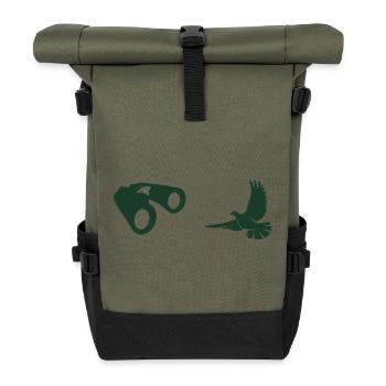 Minimalistische Vogelbeobachtung Silhouette  - Rolltop Rucksack - Olive/Schwarz - Vorne