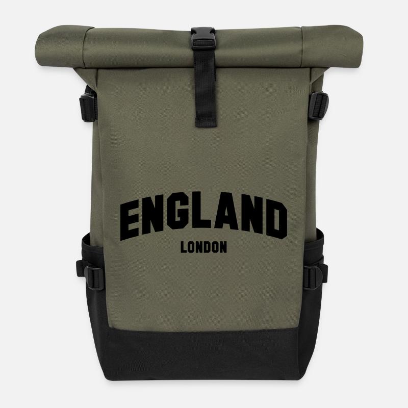 LONDON England - Roll Top Backpack - olive/black