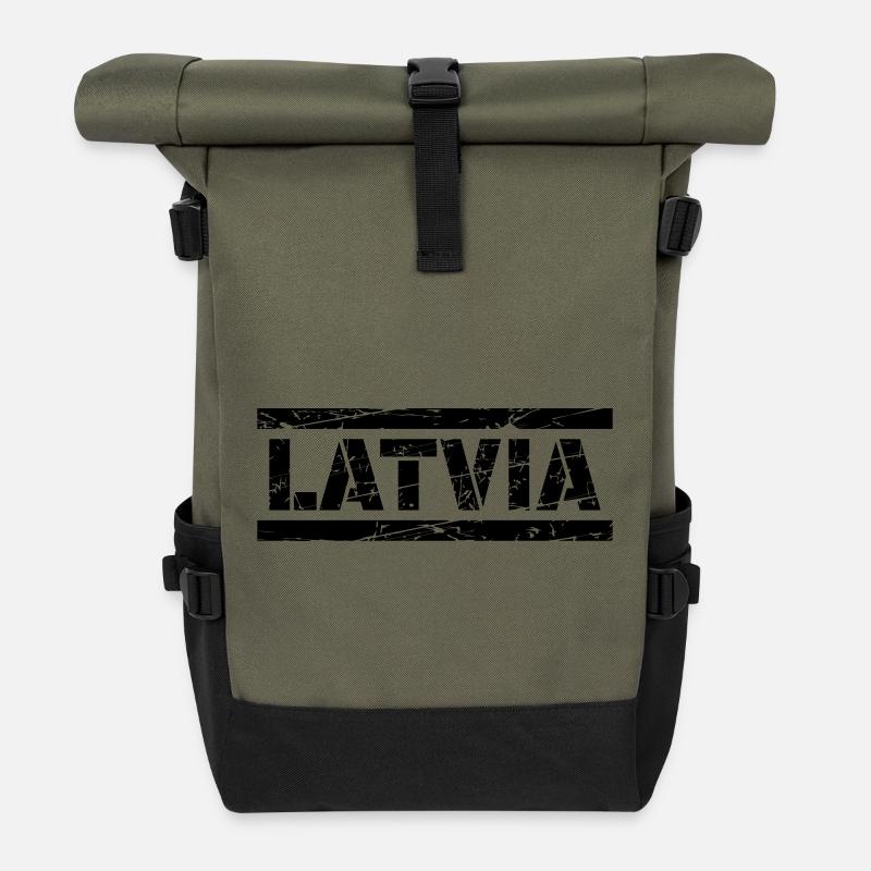 Latvia - Roll Top Backpack - olive/black
