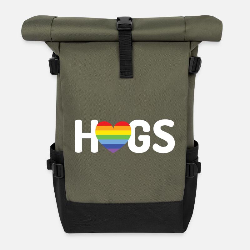 LGBT-Umarmungen - Rolltop Rucksack - Olive/Schwarz