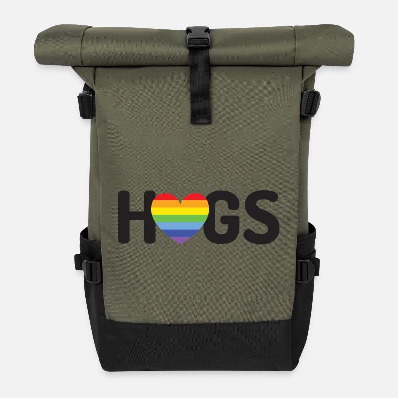LGBT-Umarmungen - Rolltop Rucksack - Olive/Schwarz