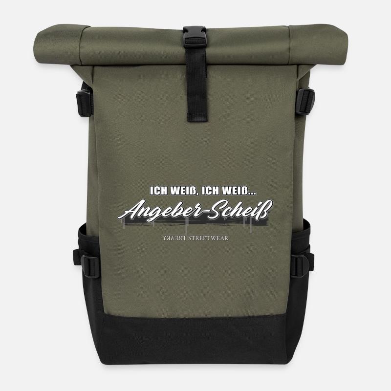 Angeber Scheiß - Rolltop Rucksack - Olive/Schwarz