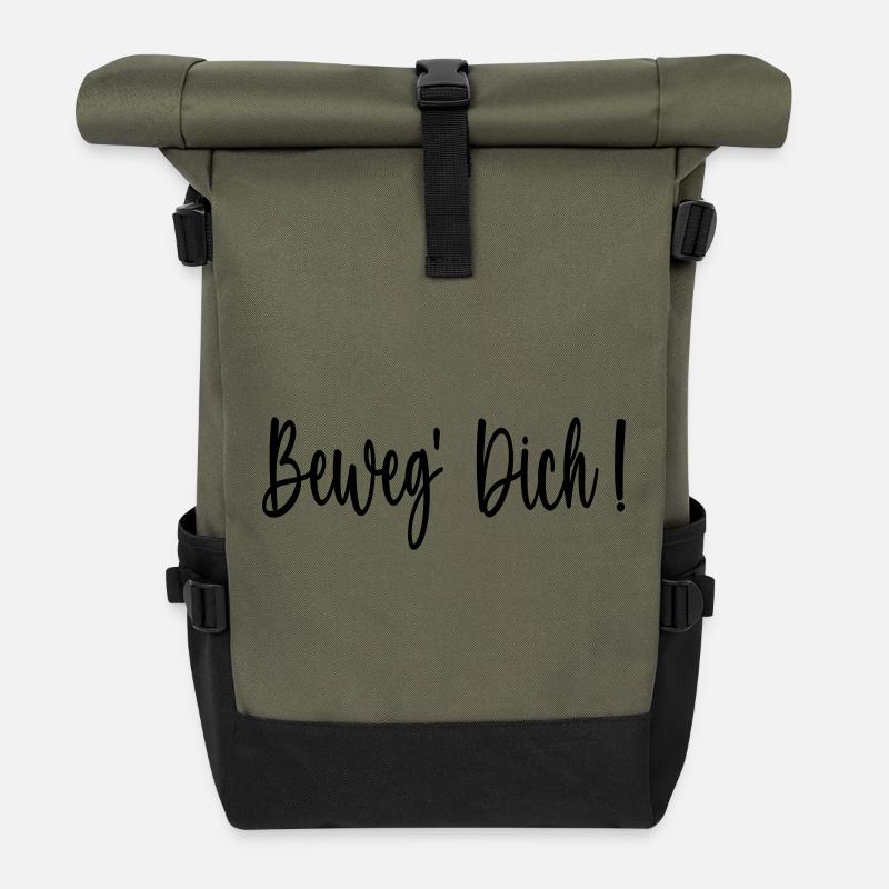BEWEG DICH MOTIVATION SPRÜCHE - ERFOLG - SPORT - Rolltop Rucksack - Olive/Schwarz