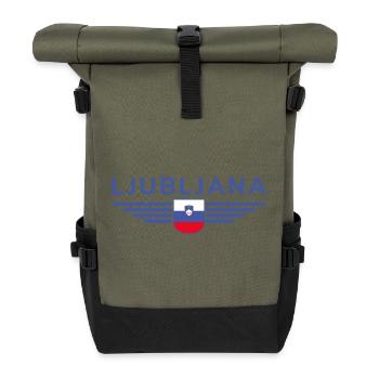 Trendy Ljubljana design - Roll Top Backpack - olive/black - Front