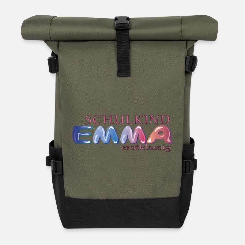 Schulkind Emma Schule - Rolltop Rucksack - Olive/Schwarz