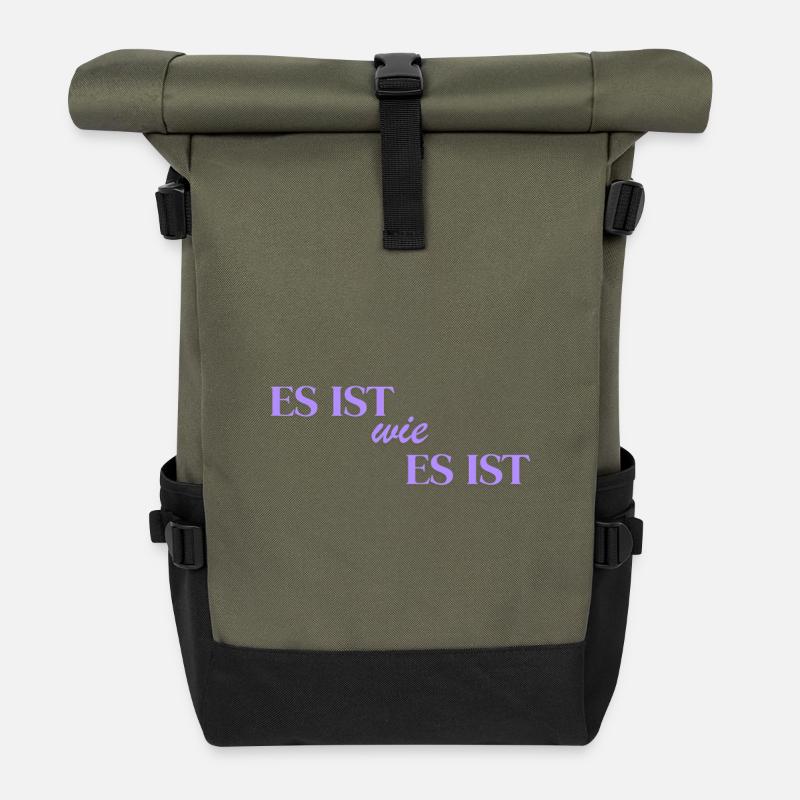 Es ist wie es ist - Rolltop Rucksack - Olive/Schwarz