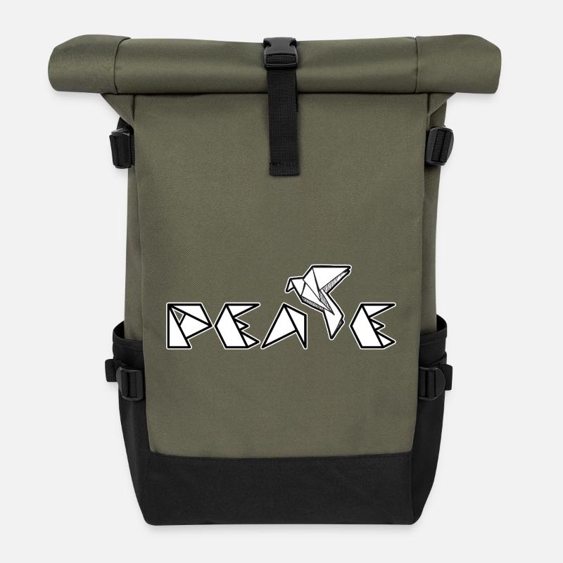 Peace - Roll Top Backpack - olive/black