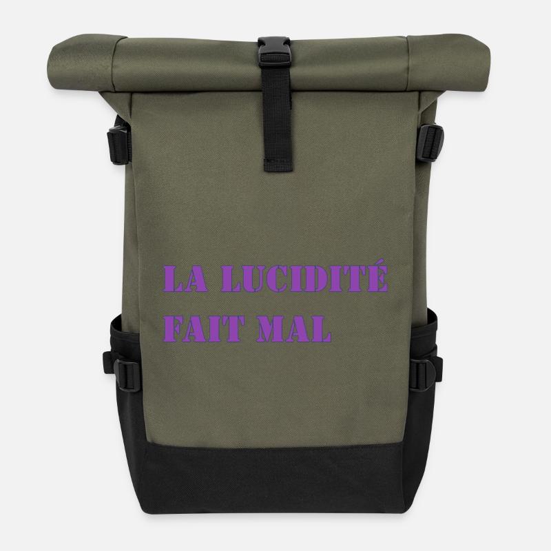 LA LUCIDITÉ FAIT MAL - Sac à dos roll top - olive/noir