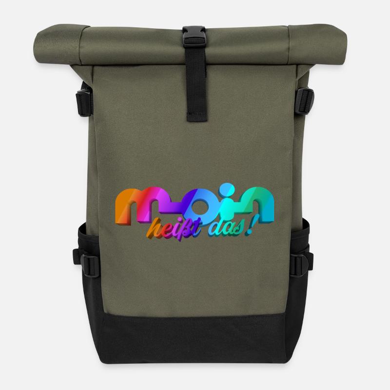 Moin heisst das! - Rolltop Rucksack - Olive/Schwarz
