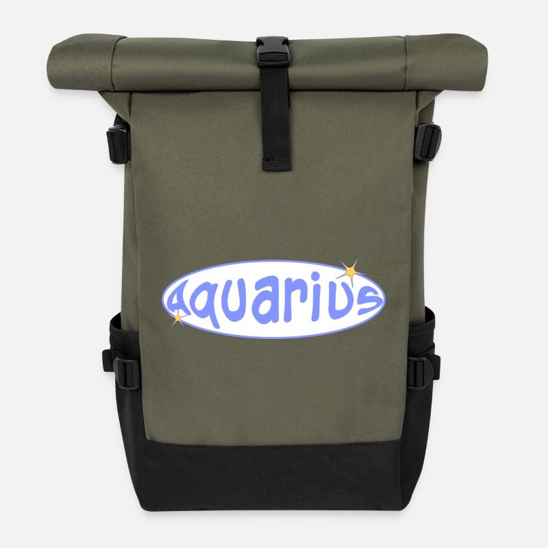 Aquarius Sign - Rolltop Rucksack - Olive/Schwarz