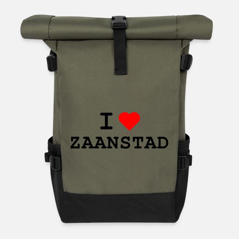 I love Zaanstad - Ich liebe Zaanstad - Roll Top Backpack - olive/black