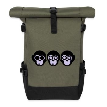 the three monkeys - Roll Top Backpack - olive/black - Front