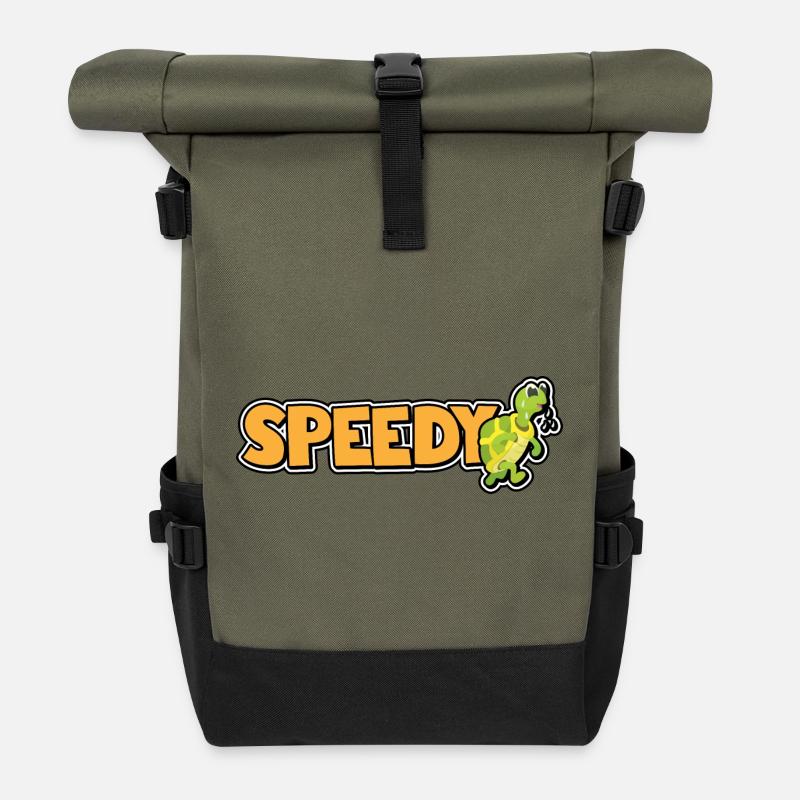 Speedy - Fast Turtle - Roll Top Backpack - olive/black