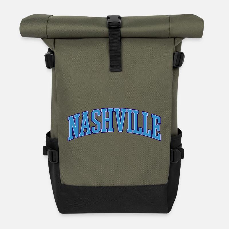 Lettrage Varsity de Nashville - Sac à dos roll top - olive/noir
