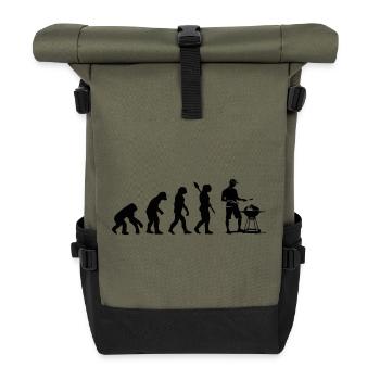 Funny Human Evolution Grill Master BBQ Lover - Roll Top Backpack - olive/black - Front