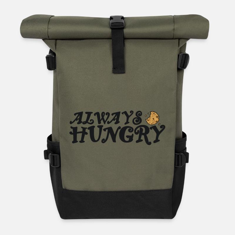 Always hungry mit Cookie - Rolltop Rucksack - Olive/Schwarz