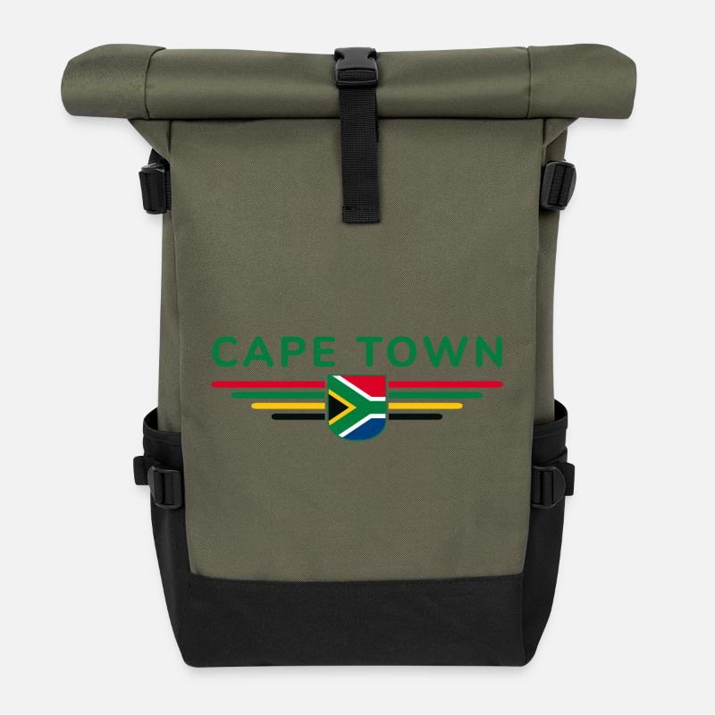Cape Town T-Shirt for Fans and Explorers - Roll Top Backpack - olive/black