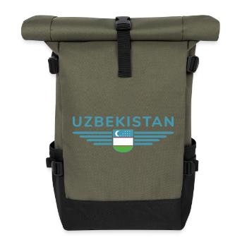 Usbekistan T-Shirt – Stolz und Kultur - Rolltop Rucksack - Olive/Schwarz - Vorne