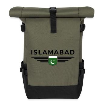Islamabad Design – Style de la capitale - Sac à dos roll top - olive/noir - Devant