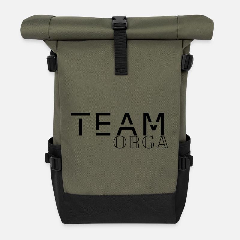 Team Orga - Personal - Mitglied - Crew - Event - Rolltop Rucksack - Olive/Schwarz