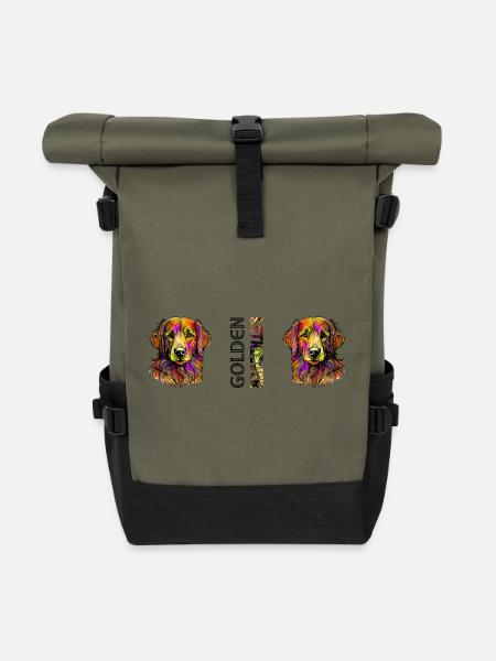 Golden Retriever - Rolltop Rucksack - Olive/Schwarz