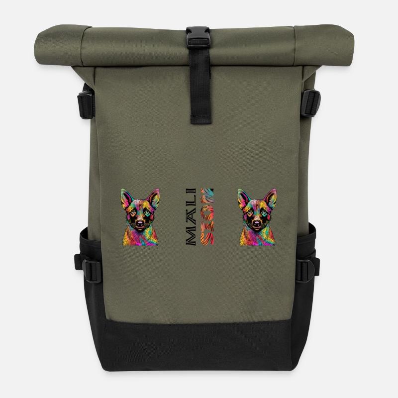 Malinois - Sac à dos roll top - olive/noir