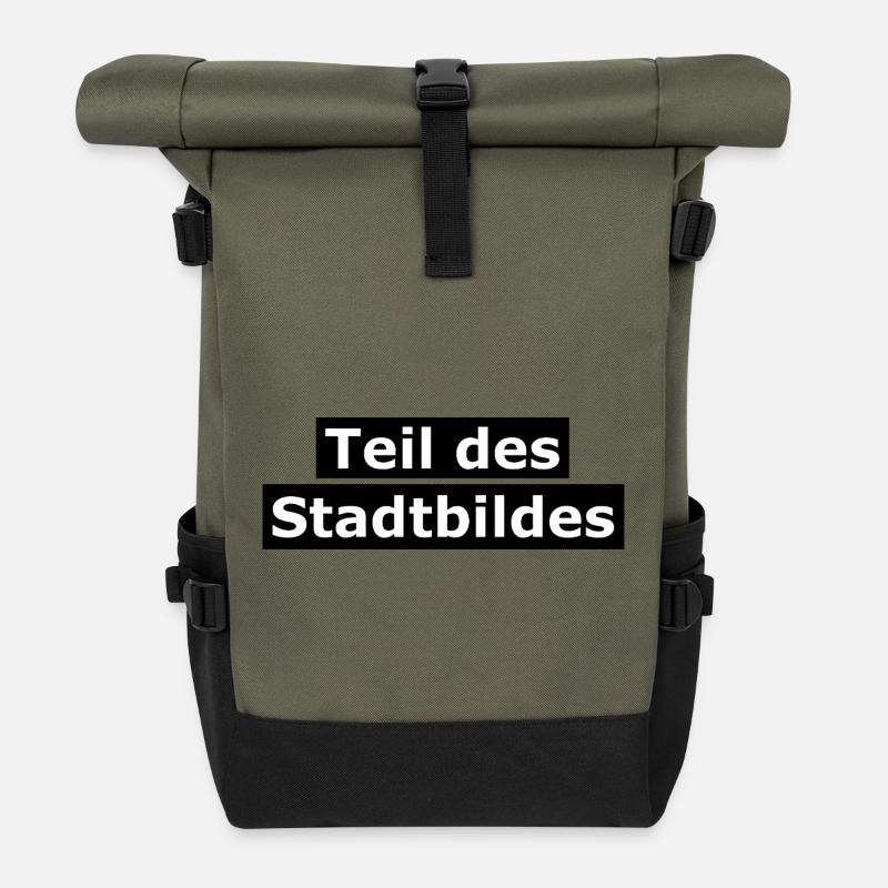 Teil des Stadtbildes - Rolltop Rucksack - Olive/Schwarz