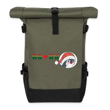 Penguin with Santa hat - Roll Top Backpack - olive/black - Front