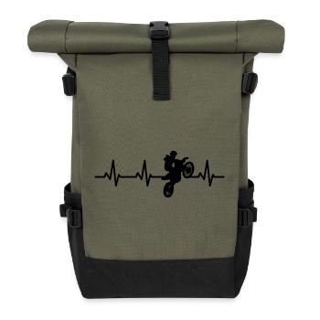 Herzlinie Motocross Fahrer - Rolltop Rucksack - Olive/Schwarz - Vorne