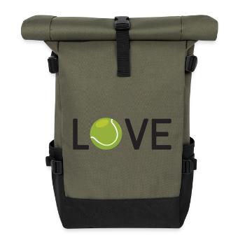 Tennis-Liebhaber - Rolltop Rucksack - Olive/Schwarz - Vorne