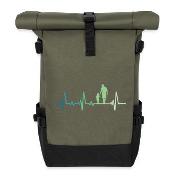 Père et fils battement de coeur cadeau papa fils - Sac à dos roll top - olive/noir - Devant