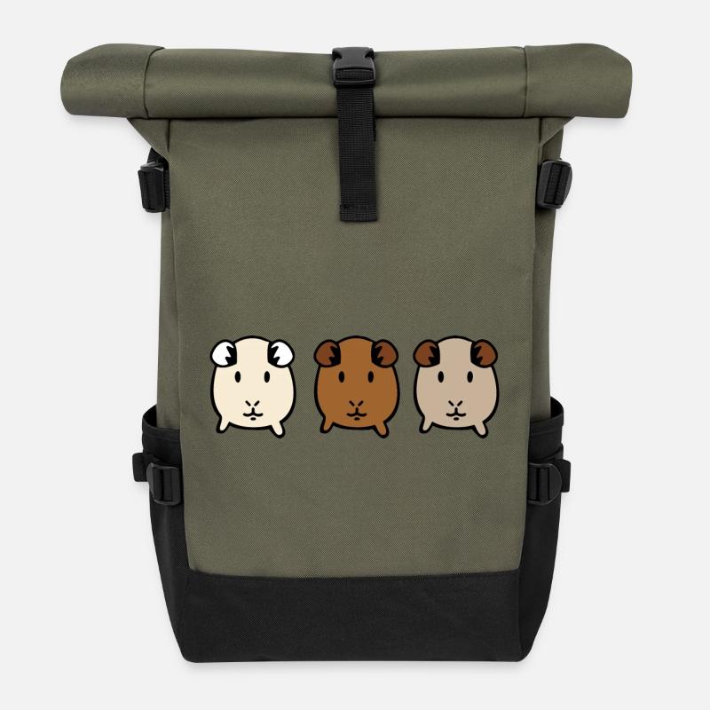 guinea pig - Roll Top Backpack - olive/black