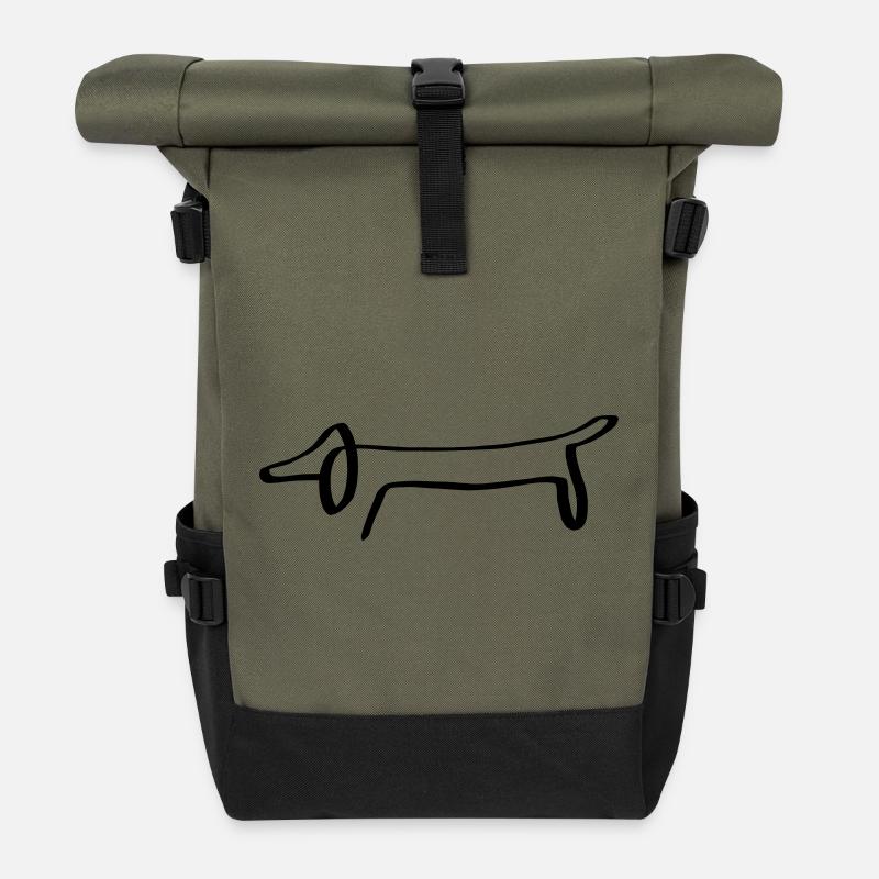 Linien Dackel - Rolltop Rucksack - Olive/Schwarz