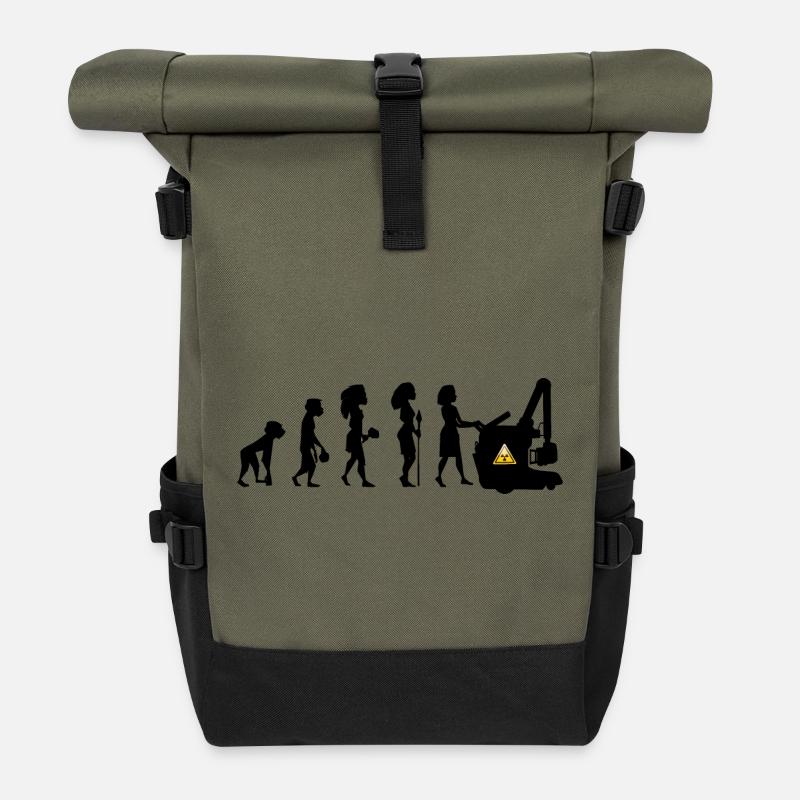 Humor Evolution Manip Mobilfunk Radiologie - Rolltop Rucksack - Olive/Schwarz
