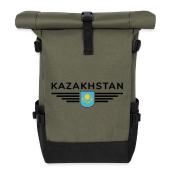 Kazakhstan Design – Steppe and Tradition - Roll Top Backpack - olive/black - Front