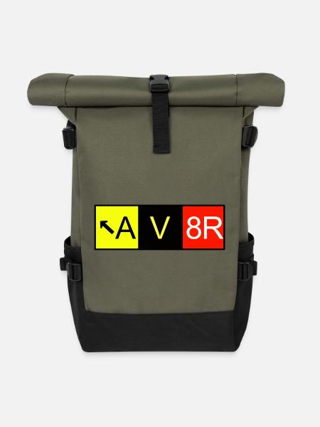 AV8R Airplane pilot - Rolltop Rucksack - Olive/Schwarz