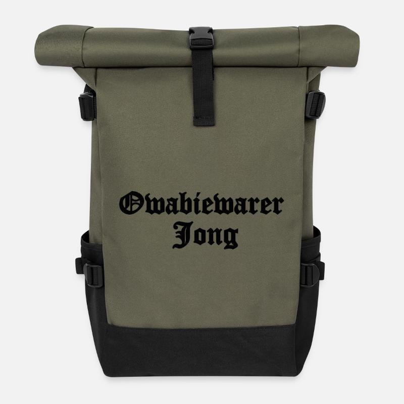Gothic Water Tong Font - Owabiewarer Jong - Roll Top Backpack - olive/black