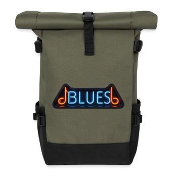 BLUES NEON – Klangbild - Rolltop Rucksack - Olive/Schwarz - Vorne