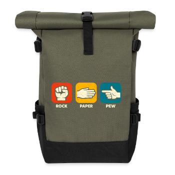 Stone Paper Pew Funny Weapon 2nd Constitutional Attachment - Roll Top Backpack - olive/black - Front