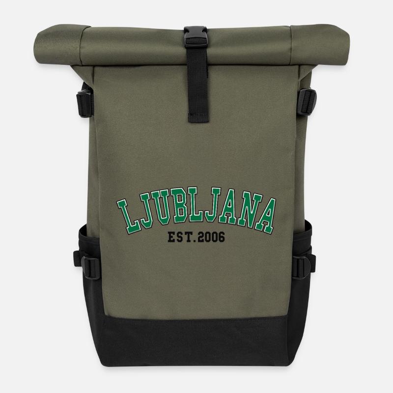 Ljubljana Est. 2006 - Roll Top Backpack - olive/black