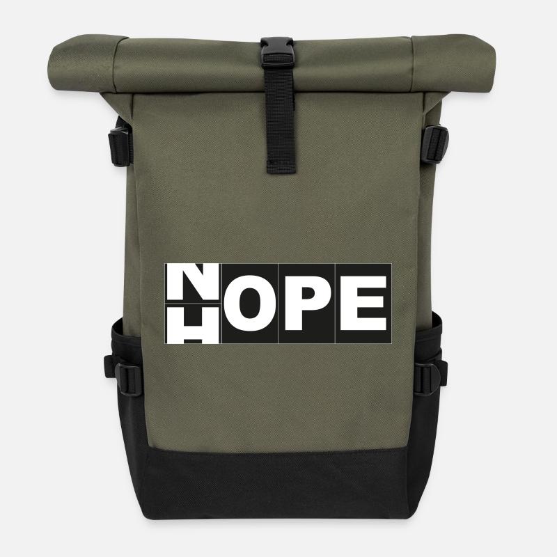 Hope Nope - Roll Top Backpack - olive/black