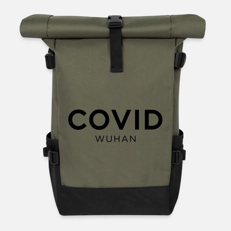 Covid Wuhan - Rolltop Rucksack - Olive/Schwarz