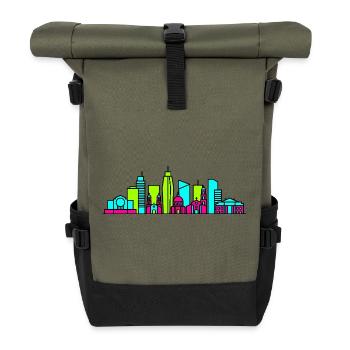 Manila City Skyline Rizal Monument Modern Art - Roll Top Backpack - olive/black - Front