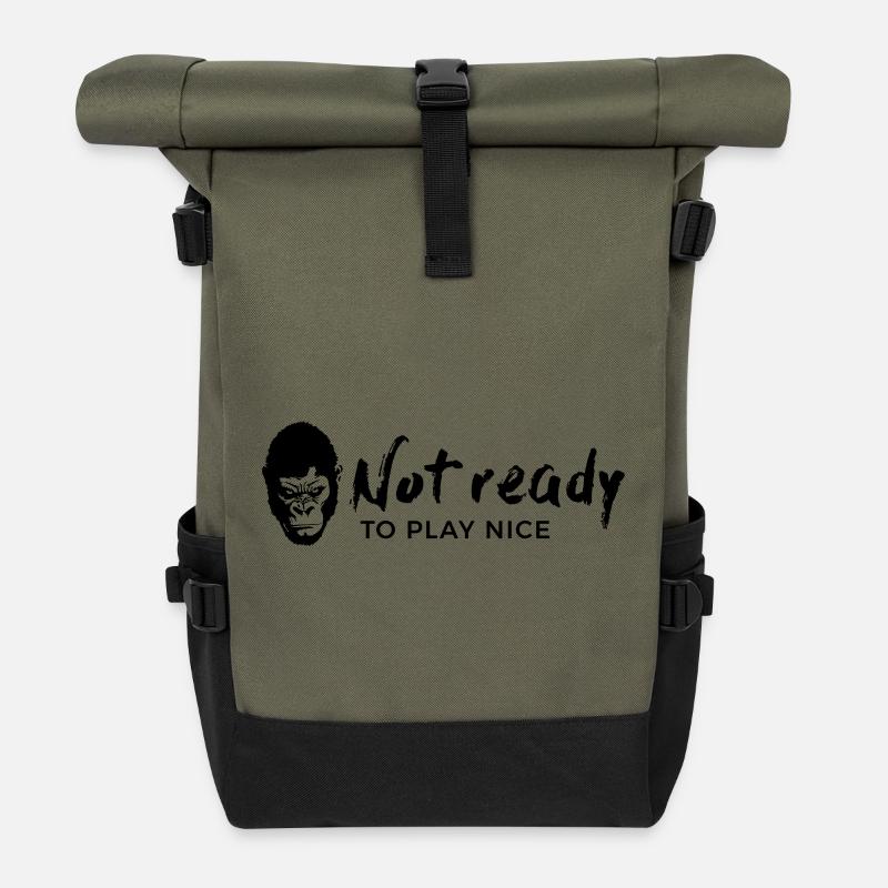 Guerrilla Girl – not ready to play nice - Roll Top Backpack - olive/black