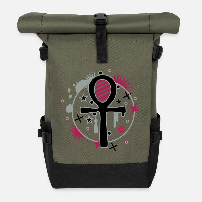 Ankh - Sac à dos roll top - olive/noir