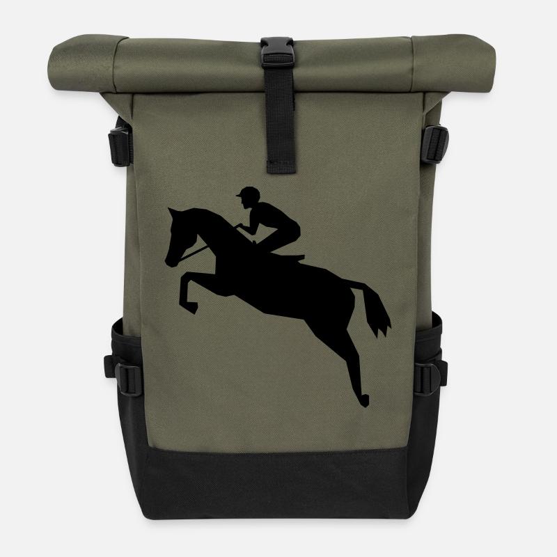 Jockey - Pferderennen - Rolltop Rucksack - Olive/Schwarz