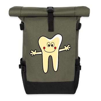 Pratique dentaire dent Logo - Sac à dos roll top - olive/noir - Devant