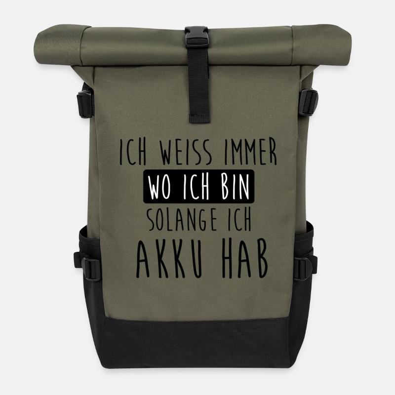 Ich weiss immer wo Ich bin - Rolltop Rucksack - Olive/Schwarz
